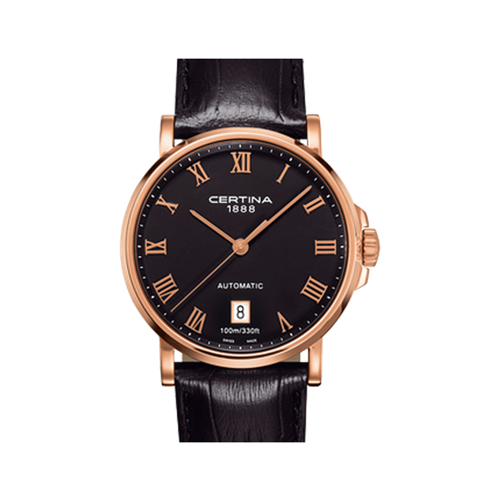 Certina Automatic Black Roman Rose Gold 38mm