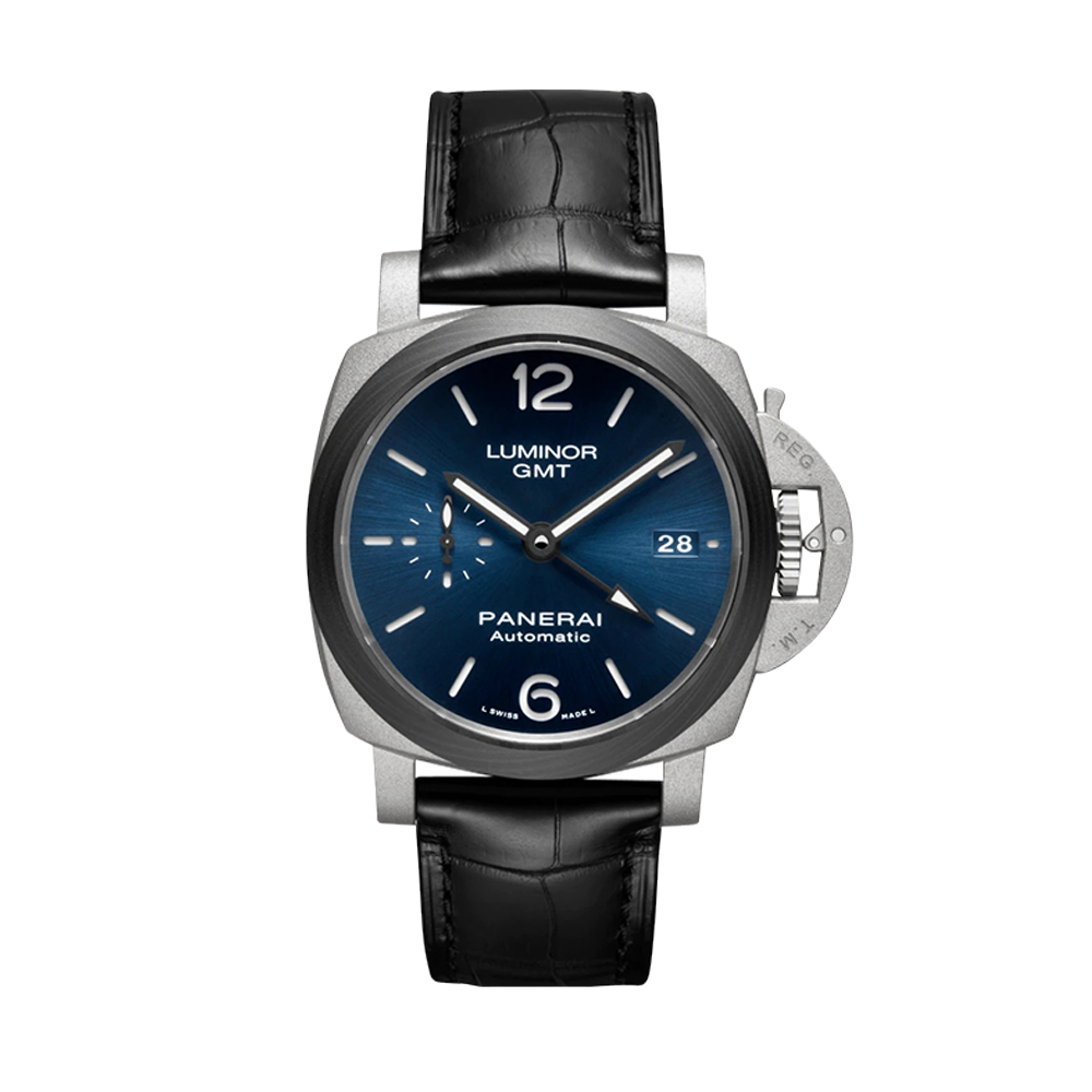 Panerai Luminor 1950 42 GMT Titanium / Carbotech / Blue Blue/Navy Dial Straps