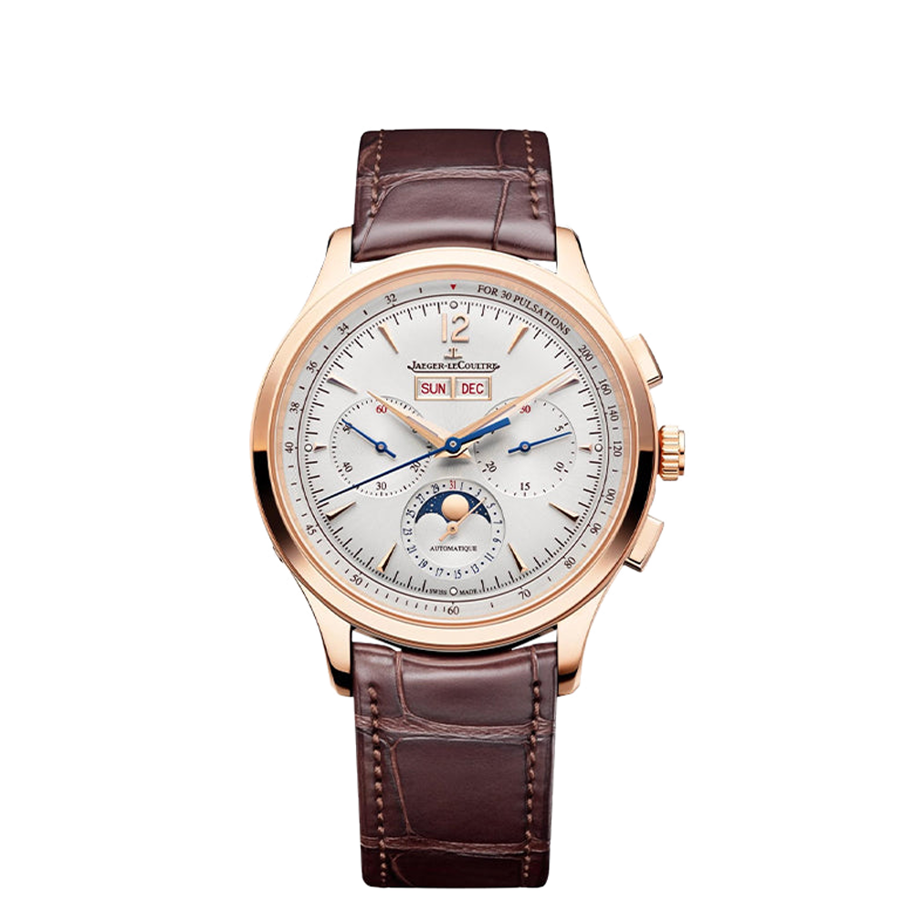 JLC Master Control Chronograph Calendar Pink Gold / Silver / Alligator
