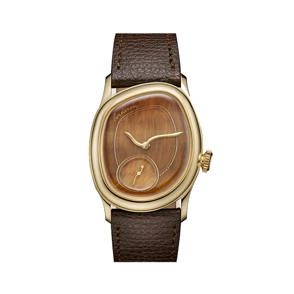 Berneron 34 Tiger Eye Yellow Gold Brown / Gold Dial Straps