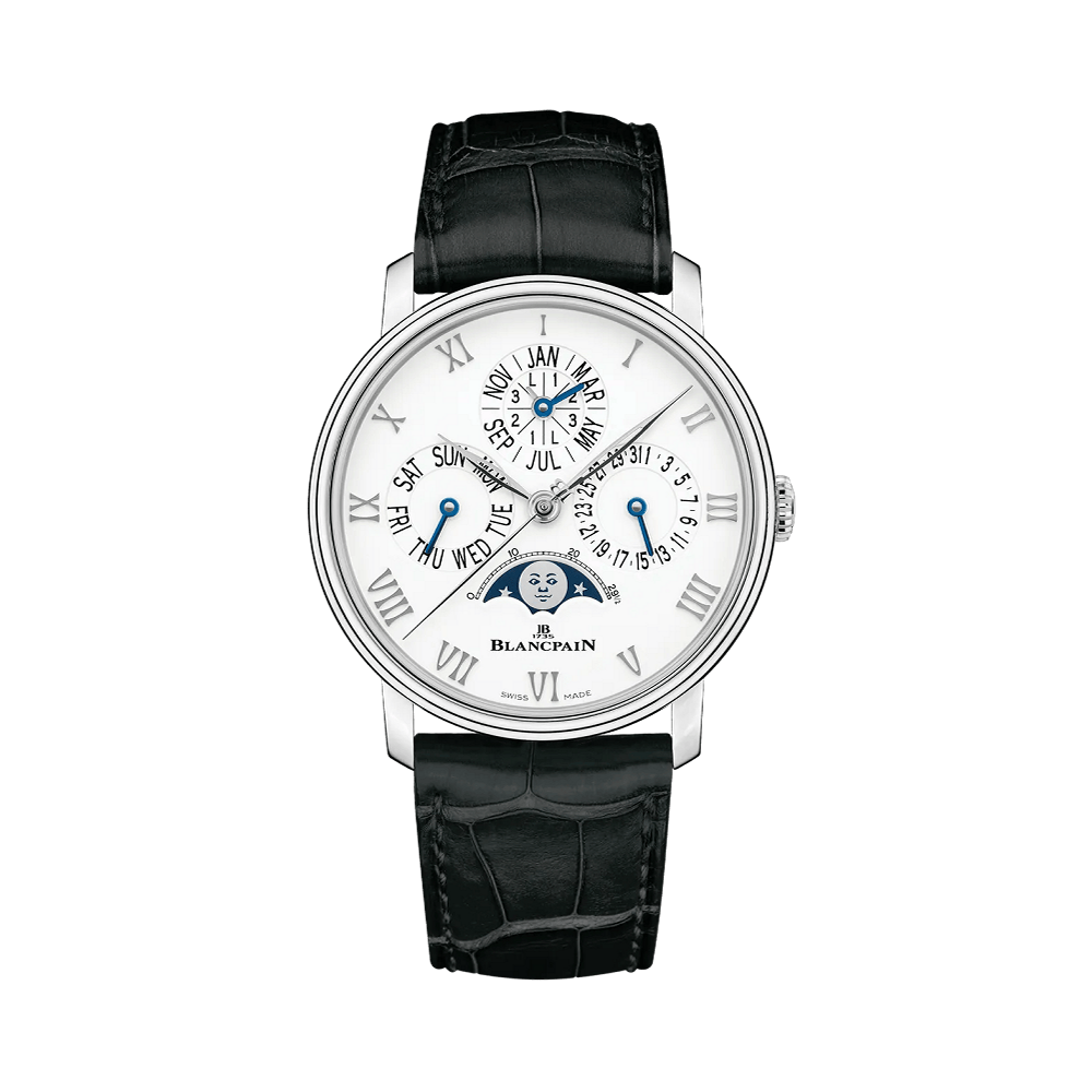 Blancpain Villeret Perpetual Calendar White / Silver / Black / Blue Dial Straps