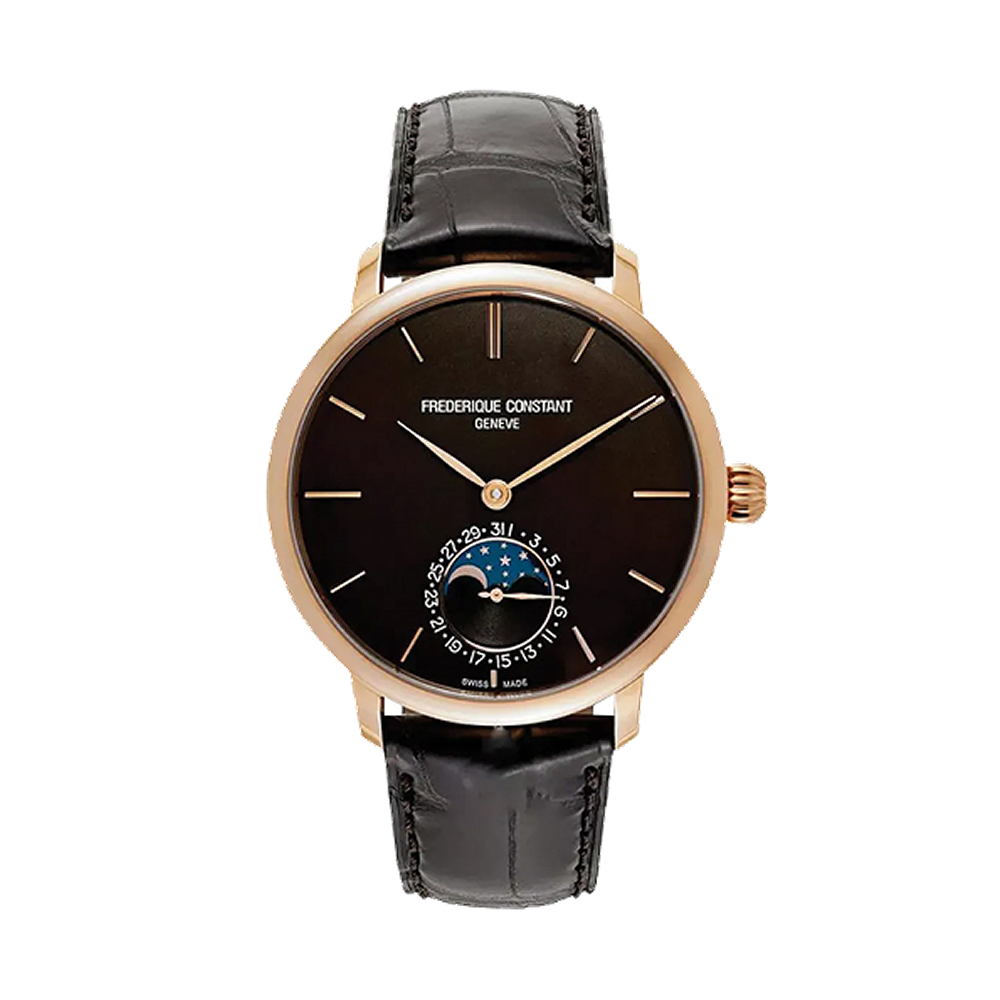 Frederique Constant Slimline Moonphase Chocolate Solid Rose Gold
