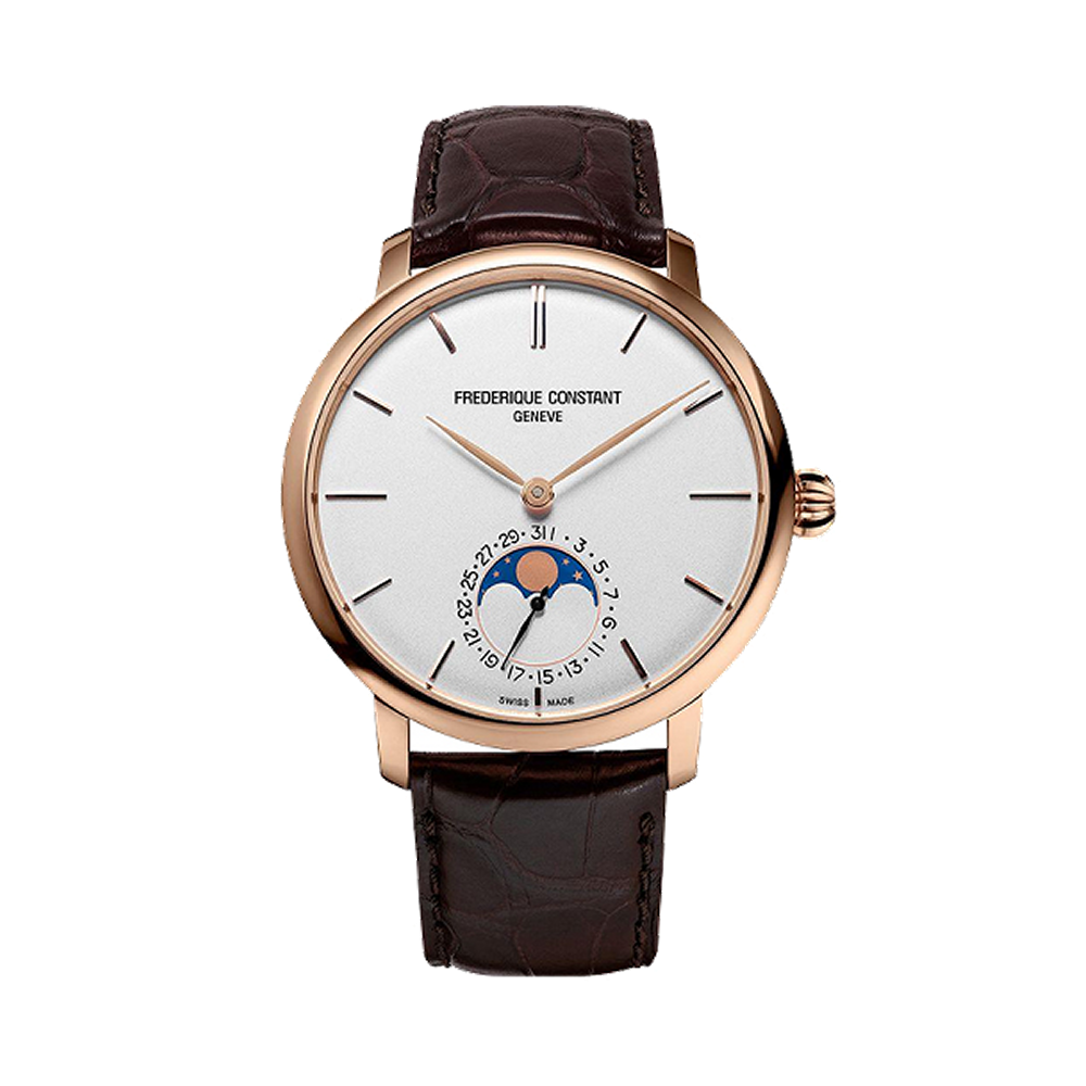 Frederique Constant Slimline Moonphase Silver Solid Rose Gold