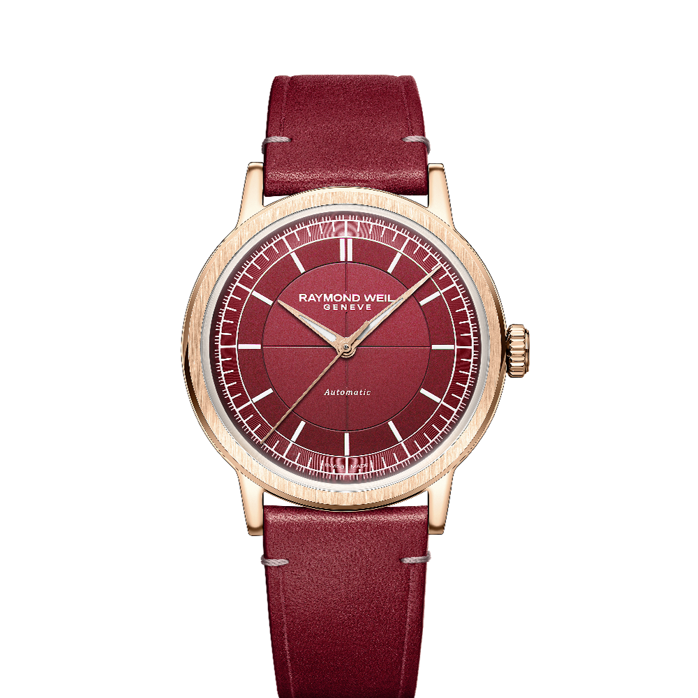 Raymond Weil Millesime Automatic Central Seconds Red Grape Burgundy Dial Straps