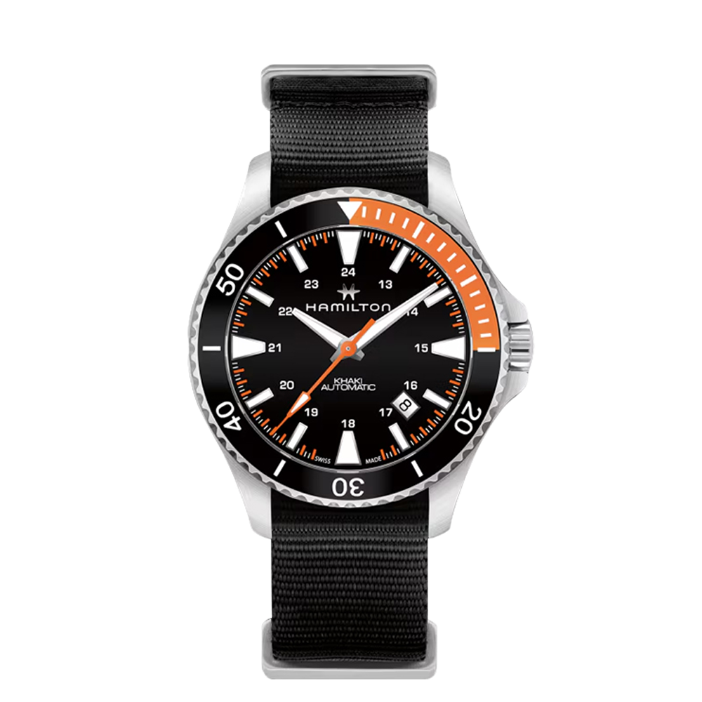 Hamilton Khaki Navy Scuba Auto Stainless Steel / Black Black Dial Straps