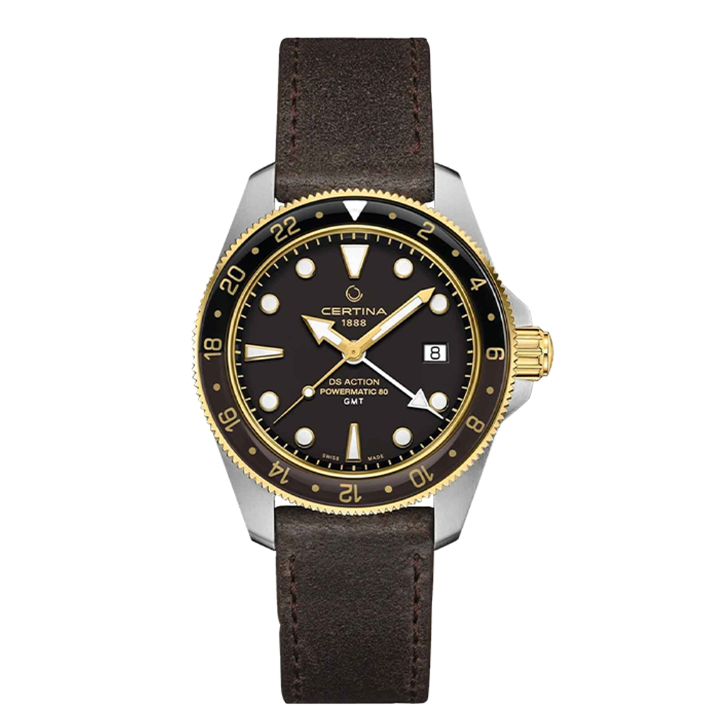 Certina DS Acition GMT Powermatic 80 Stainless Steel - Yellow Gold / Black
