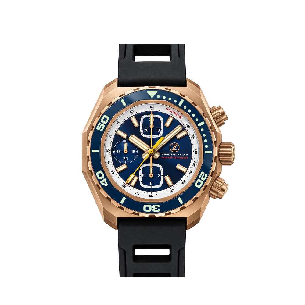 Zelos Zelos Hammerhead Chrono 1000m Diver Bronze Midnight Blue
