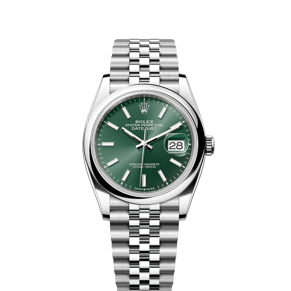Rolex Datejust 36 Stainless Steel / Domed / Mint Green / Jubilee