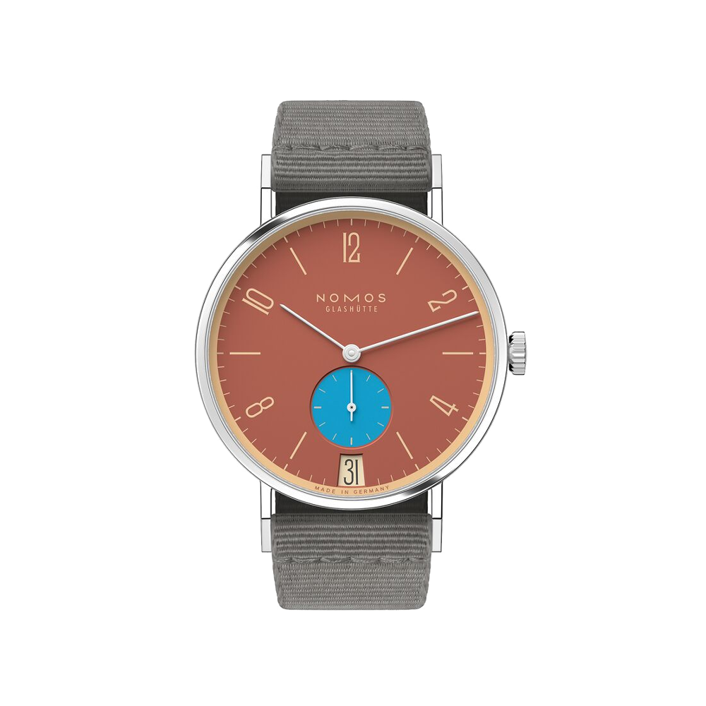 Nomos Tangente 38 Date Ziegelblau