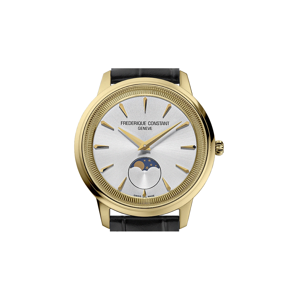 Frederique Constant Frederique Constant Classics Moneta Moonphase White / Silver / Gold / Blue Dial Straps
