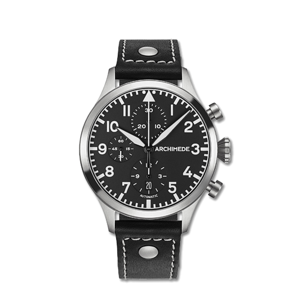 Archimede Archimede PILOT-CHRONOGRAPH Black Dial Straps