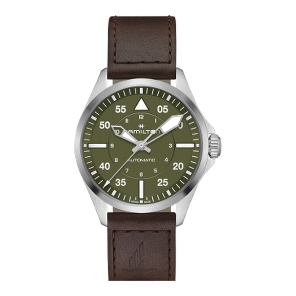 Hamilton Khaki Aviation Pilot Auto 39 Stainless Steel / Green