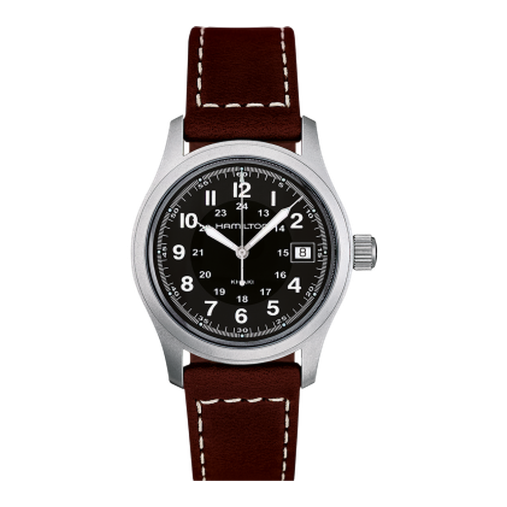 Hamilton Khaki Field Quartz 38 Stainless Steel / Black Black Dial Straps