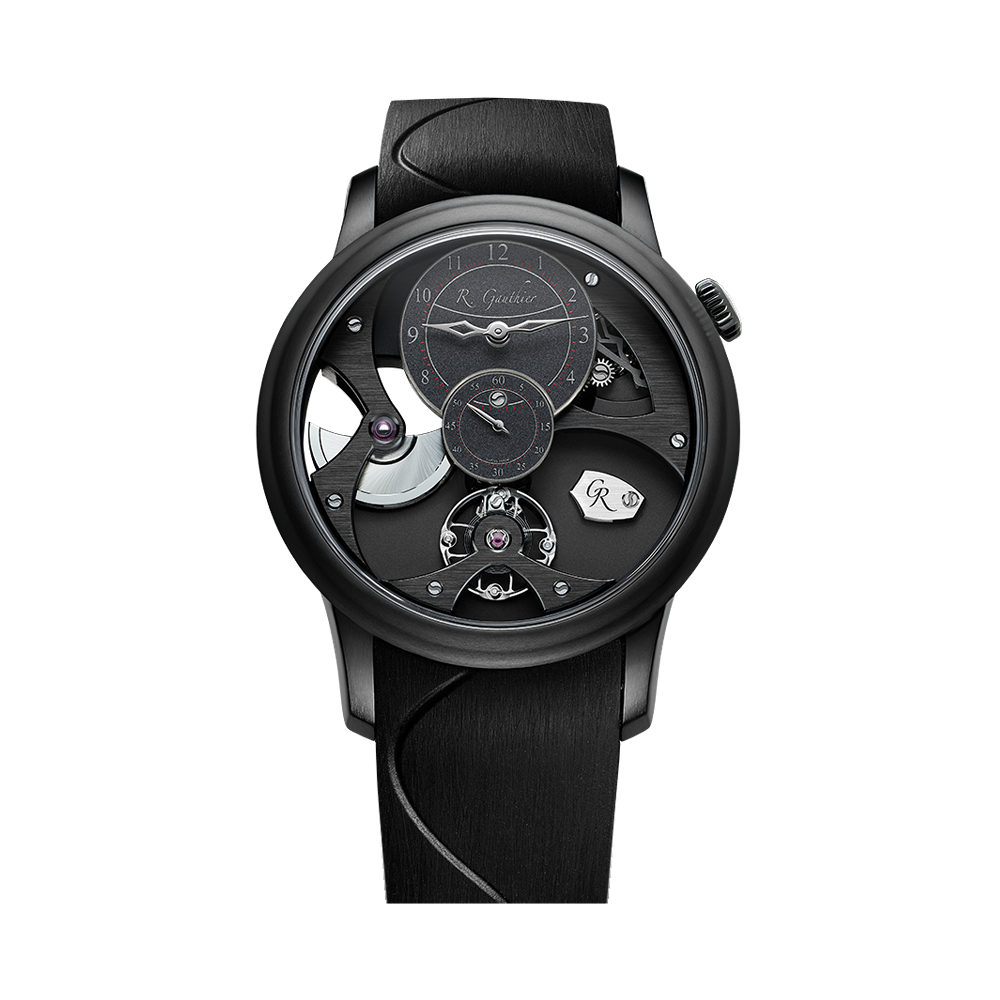 Romain Gauthier Insight Micro-Rotor — Black Titanium Skeletonised/Openwork Dial Straps