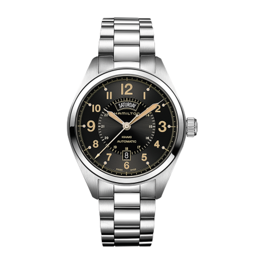 Hamilton Khaki Field Day Date Automa Stainless Steel / Black / Bracelet