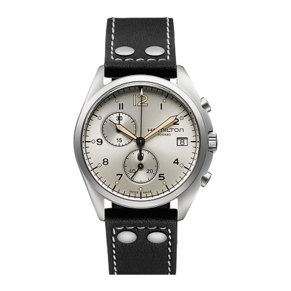 Hamilton Khaki Pilot Pioneer Chrono Quartz Natural/Cream Dial Straps