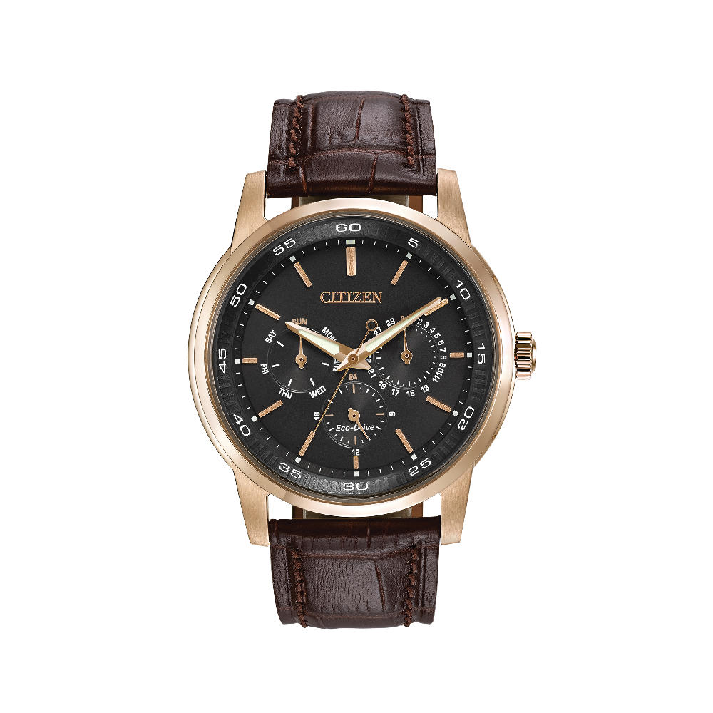 Citizen Corso Rose Gold-Tone Black Dial Black Dial Straps