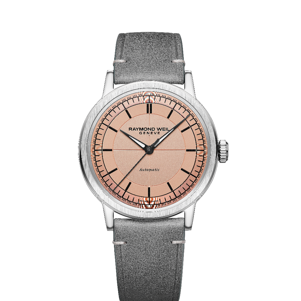 Raymond Weil Millesime Automatic Central Seconds Salmon Salmon Dial Straps