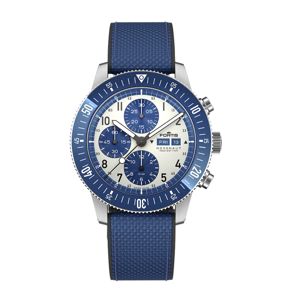 Fortis Novonaut N-42 TR Halo Blue Cream / White / Blue / Black / Silver / Orange Dial Straps