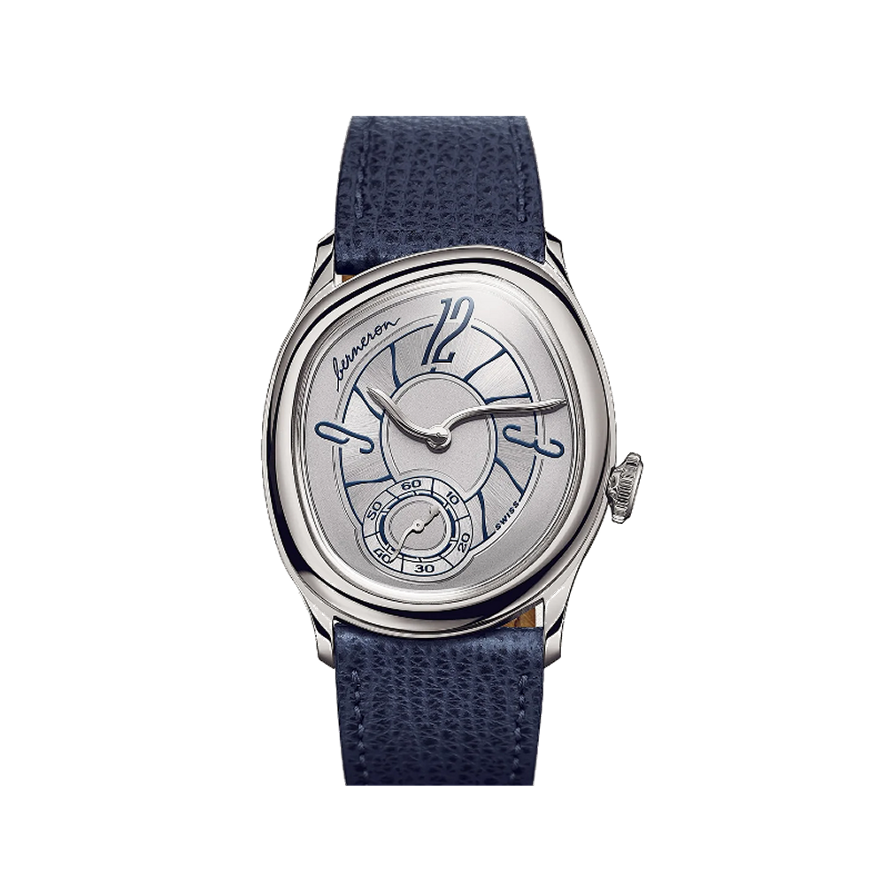 Berneron 38 Prussian Blue White Gold Silver / Blue Dial Straps