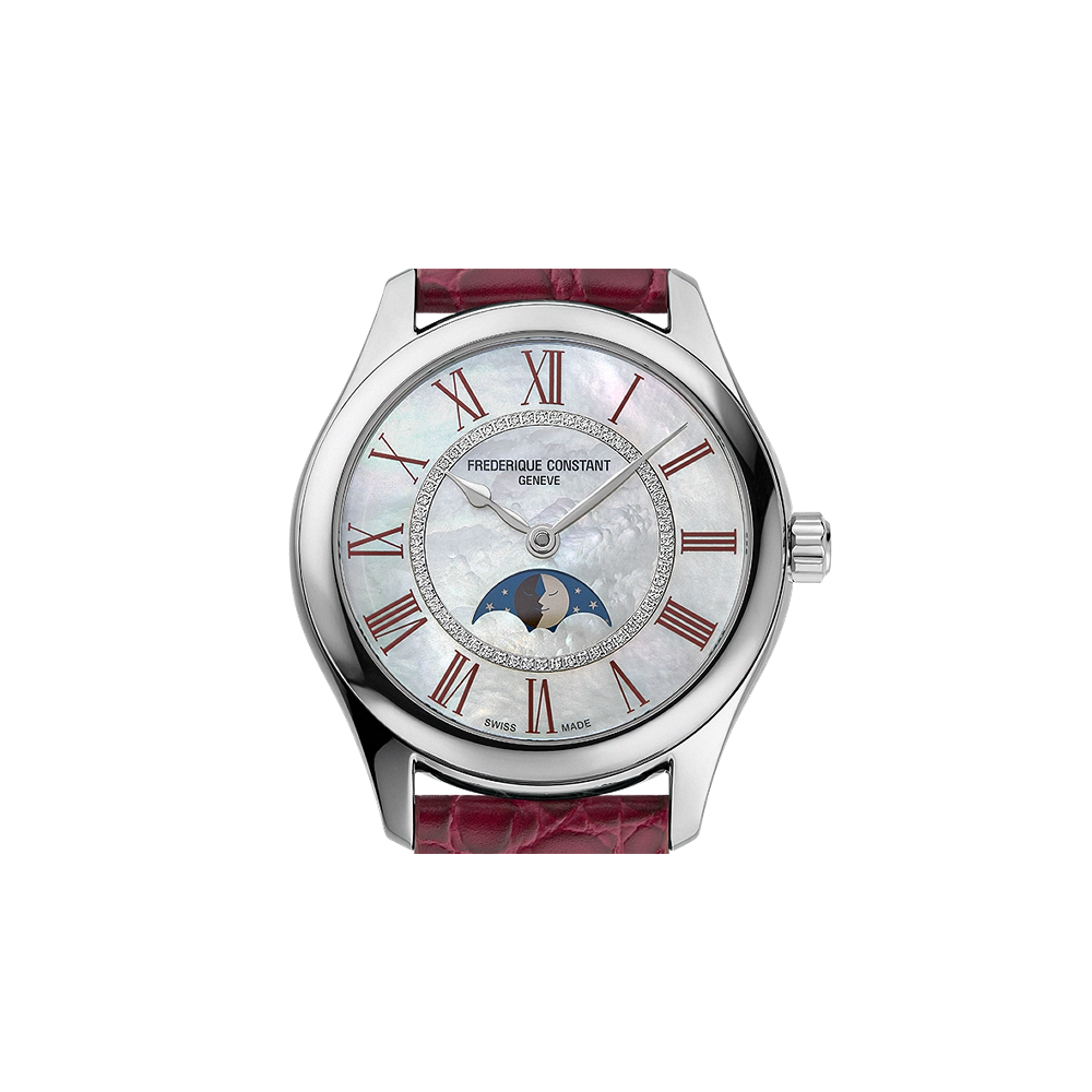 Frederique Constant Classics Elegance Luna White / Silver / Red / Pink Dial Straps