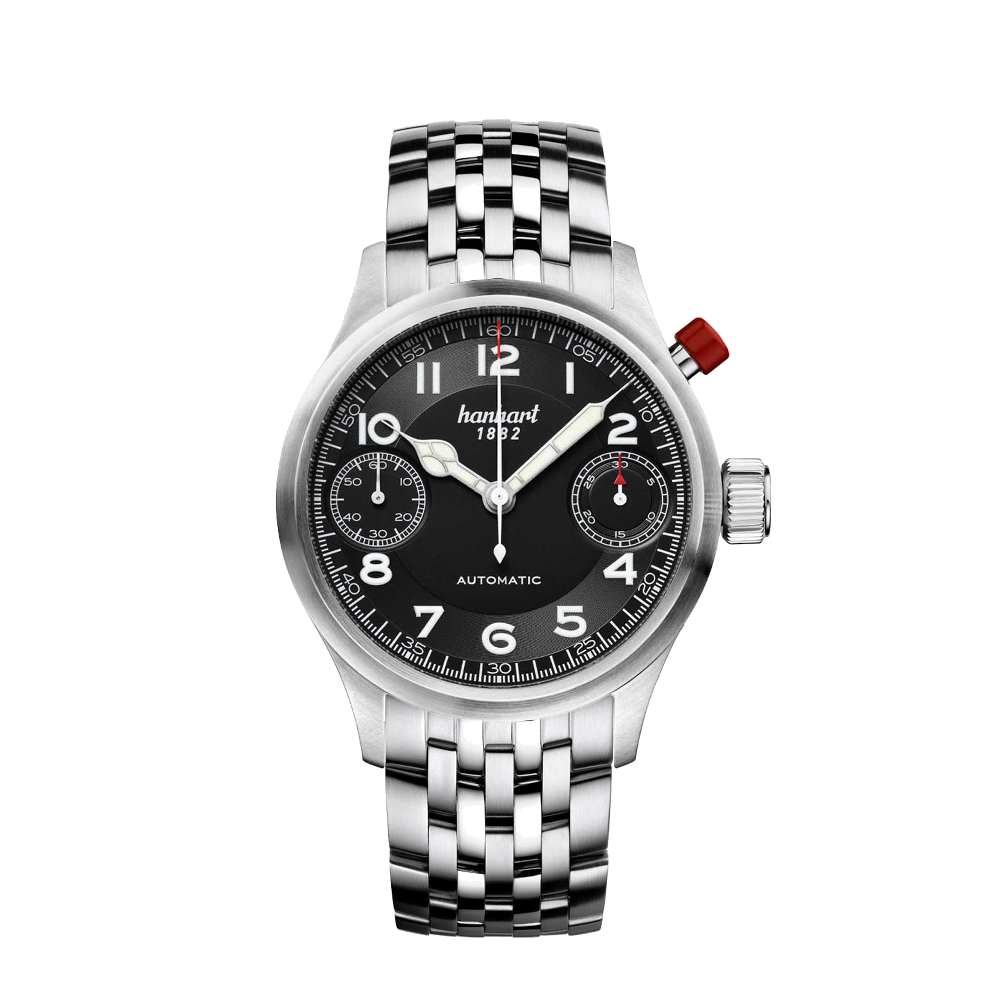 Hanhart PIONEER MonoScope schwarz, glatte Lünette, 45 mm 732.210-6428