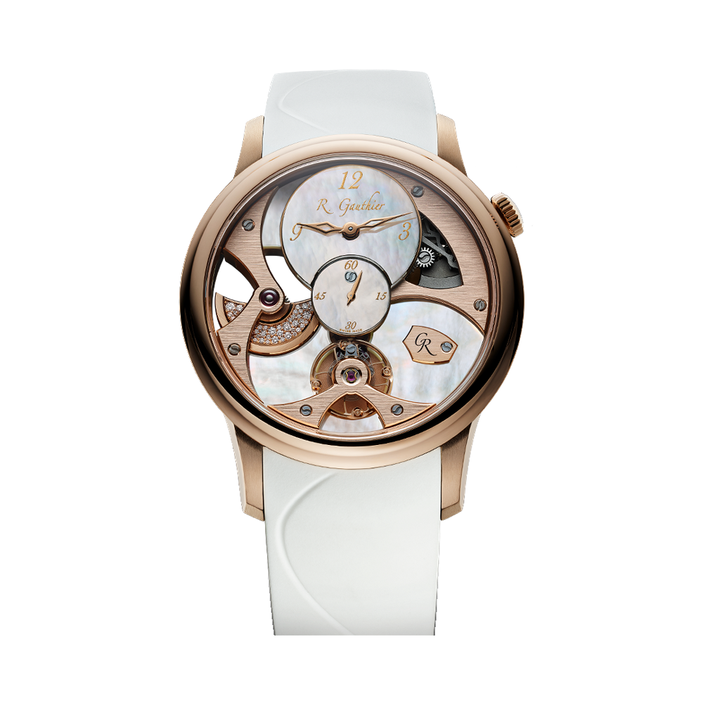 Romain Gauthier Insight Micro-Rotor Lady — Red Gold Limited Edition White Dial Straps