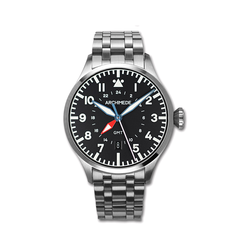 Archimede Archimede Pilot-42-GMT Black Dial Straps