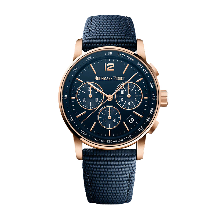 Audemars Piguet Chronograph Selfwinding Pink Gold / Blue / Fabric