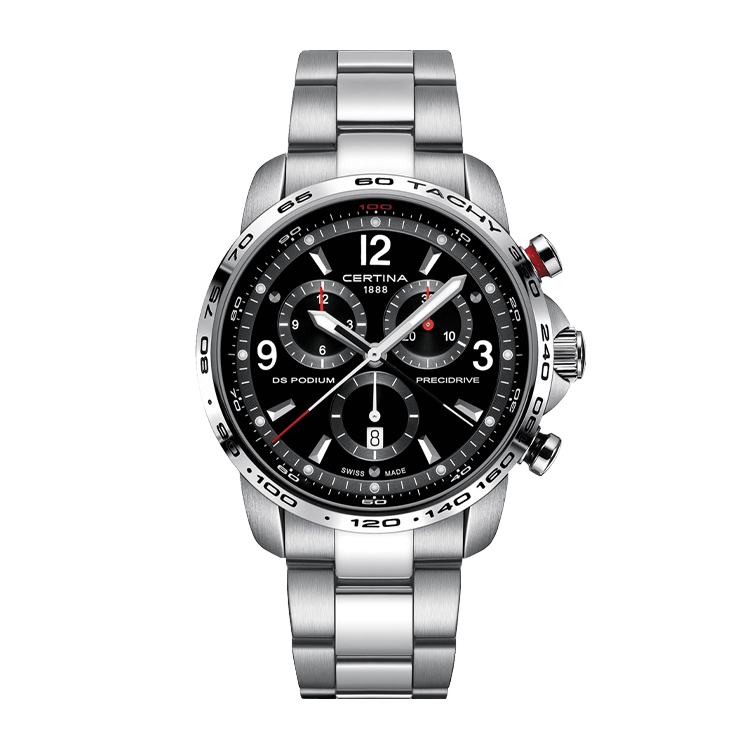 Certina DS Podium Big Size Chrono 1/100 Sec Stainless Steel / Black / Bracelet