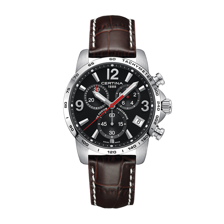 Certina DS Podium Big Size Chrono 1/100 Sec Stainless Steel / Black / Strap