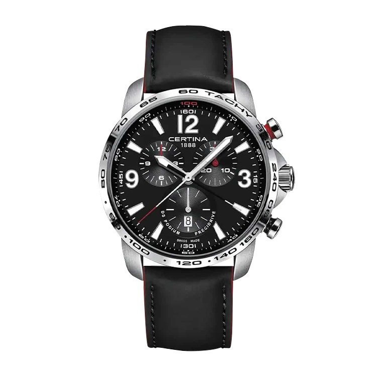 Certina DS Podium Big Size Chrono 1/100 Sec Stainless Steel / Black / Strap