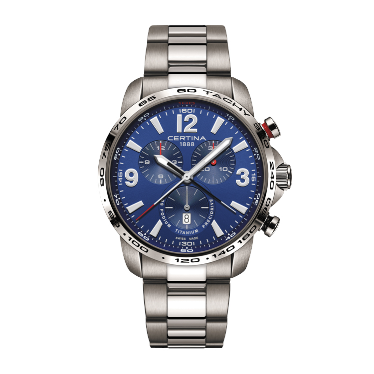Certina DS Podium Big Size Chrono 1/100 Sec Titanium / Blue