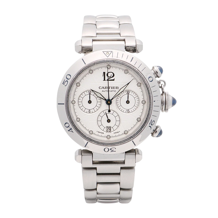 Cartier Chronograph Stainless Steel Silver Dial 38mm Automatic
