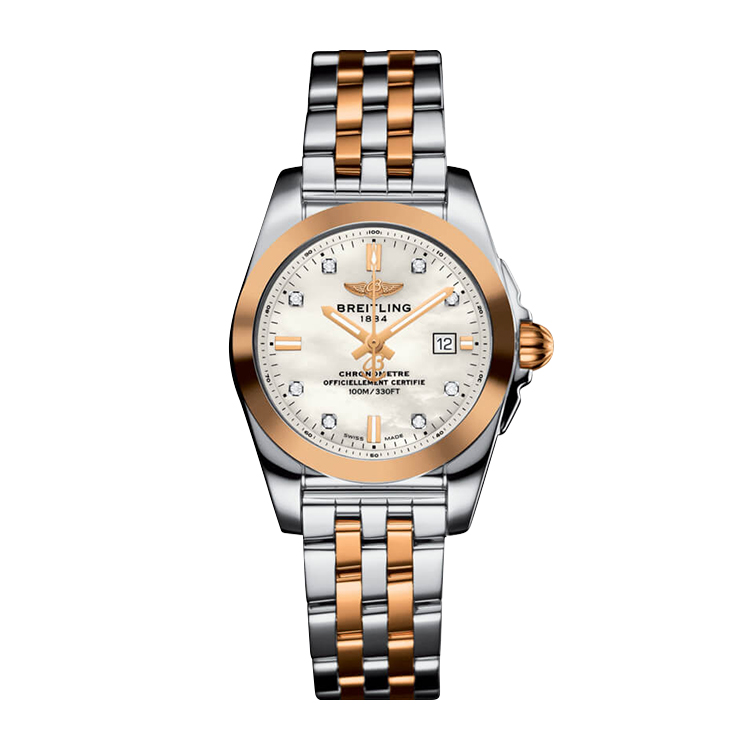 Breitling Stainless Steel / Rose Gold / Pearl Diamond