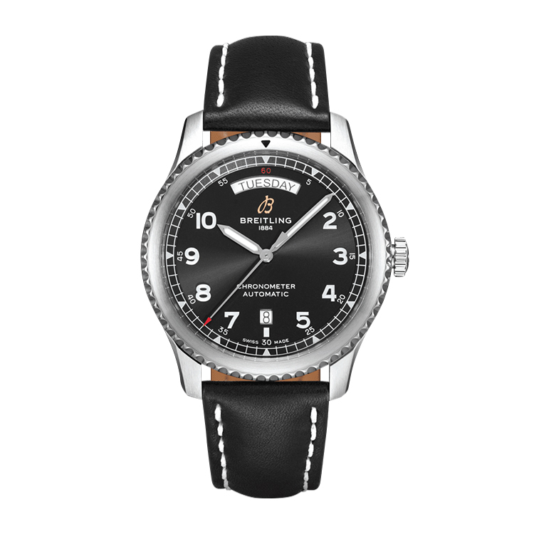 Breitling Automatic Day & Date 41 Stainless Steel / Black / Black Calf / Folding