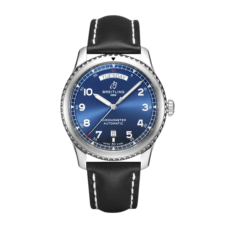 Breitling Automatic Day & Date 41 Stainless Steel / Blue / Black Calf / Folding