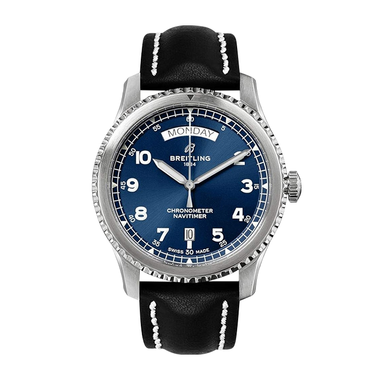 Breitling Automatic Day & Date 41 Stainless Steel / Blue / Black Calf / Pin
