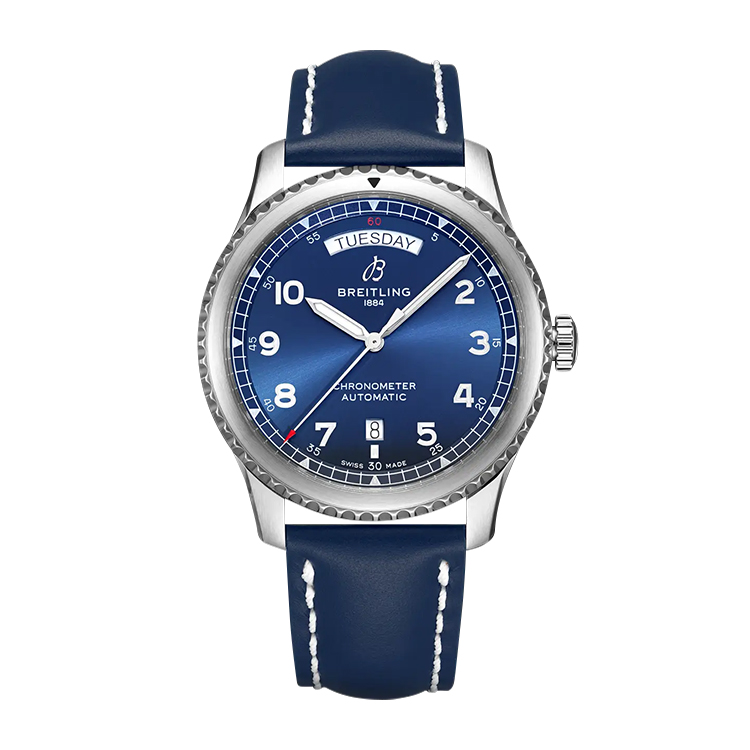 Breitling Automatic Day & Date 41 Stainless Steel / Blue / Blue Calf / Pin