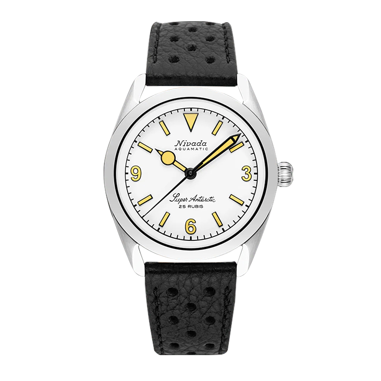 Nivada Grenchen Super Antarctic 3.6.9. White - Beige Luminous / Stainless Steel / Black Racing White Dial Straps