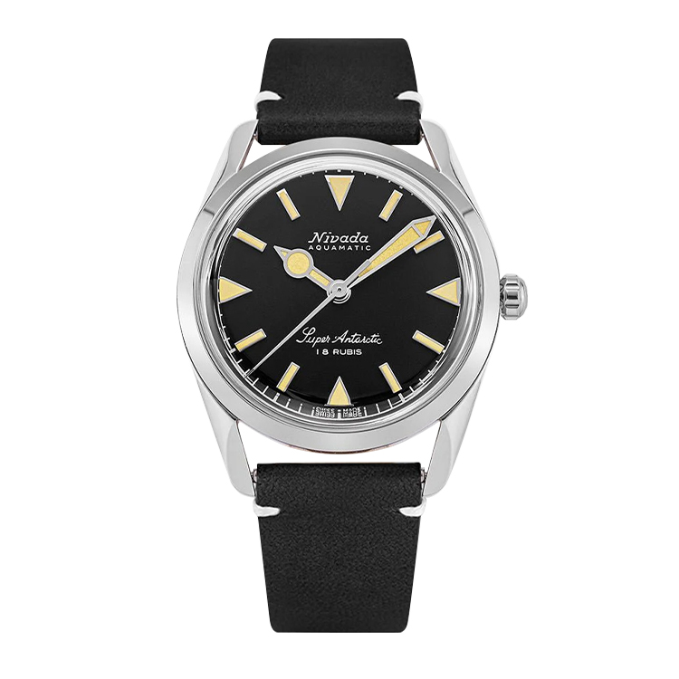 Nivada Grenchen Super Antarctic 35 Black - Beige Luminova / Stainless Steel / Black - White Black Dial Straps
