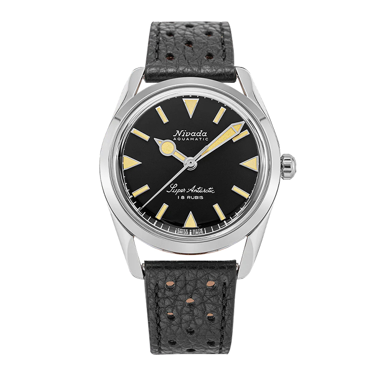 Nivada Grenchen Super Antarctic 35 Black - Beige Luminova / Stainless Steel / Black Racing Black Dial Straps