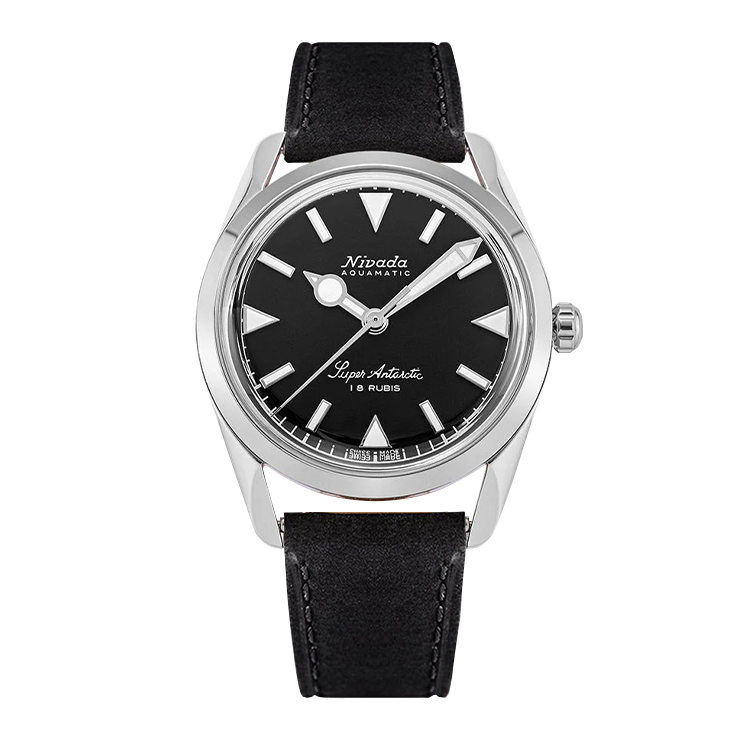 Nivada Grenchen Super Antarctic 35 Black - White Luminova / Stainless Steel / Black Black Dial Straps