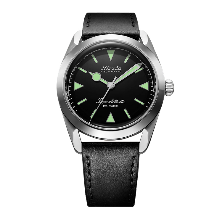 Nivada Grenchen Super Antarctic Black - Green Luminova / Stainless Steel / Black Black Dial Straps