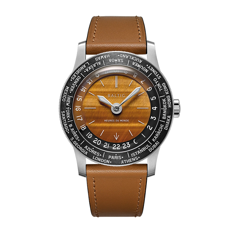 Baltic Heures Du Monde Worldtimer Tiger Eye Brown Dial Straps