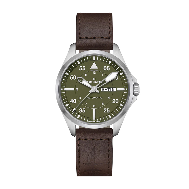 Hamilton Khaki Aviation Pilot Day Date Auto 42 Stainless Steel / Green