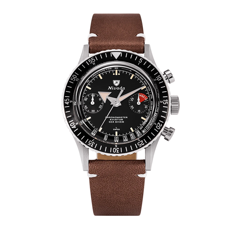 Nivada Grenchen Nivada Grenchen Broad Arrow N Inter.Bezel - Manual Black Dial Straps