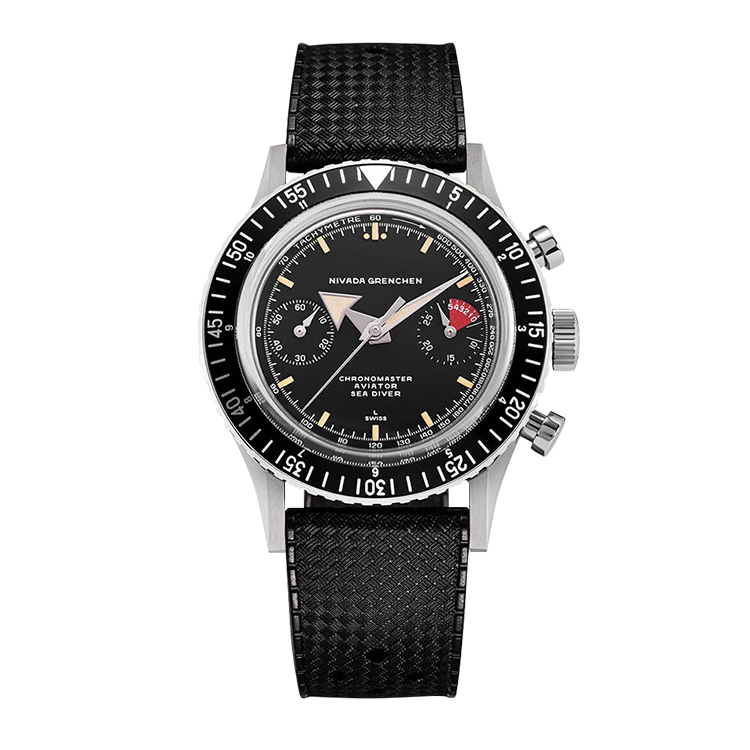 Nivada Grenchen Nivada Grenchen Chronomaster Broad Arrow Inter.Bezel - 38Mm Black Dial Straps