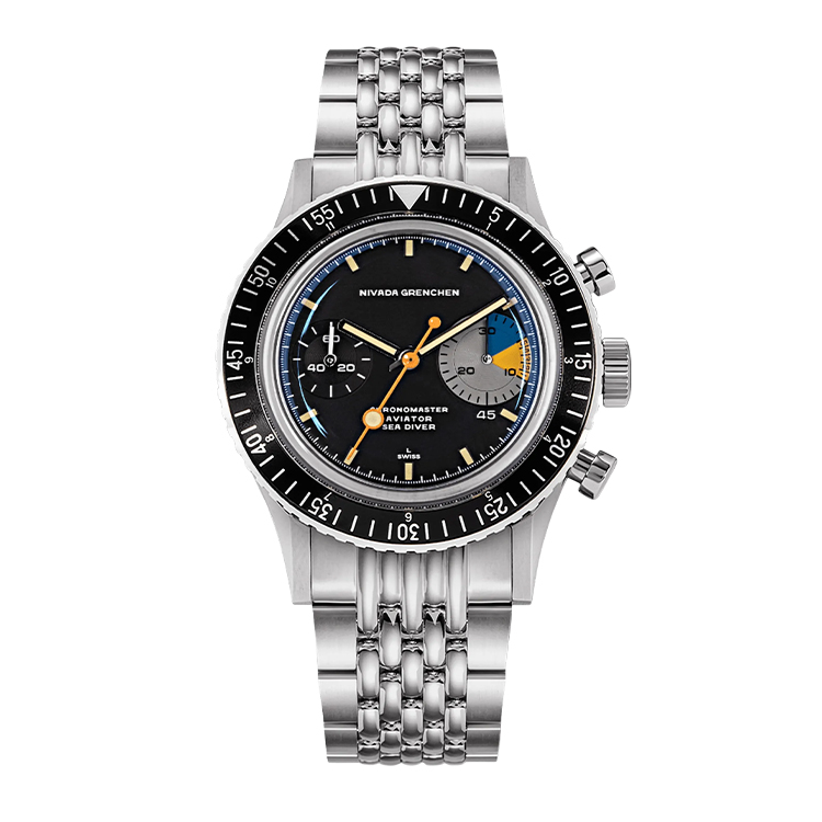 Nivada Grenchen Nivada Grenchen Chronomaster Valjoux 23 Big Eye Black Dial Straps