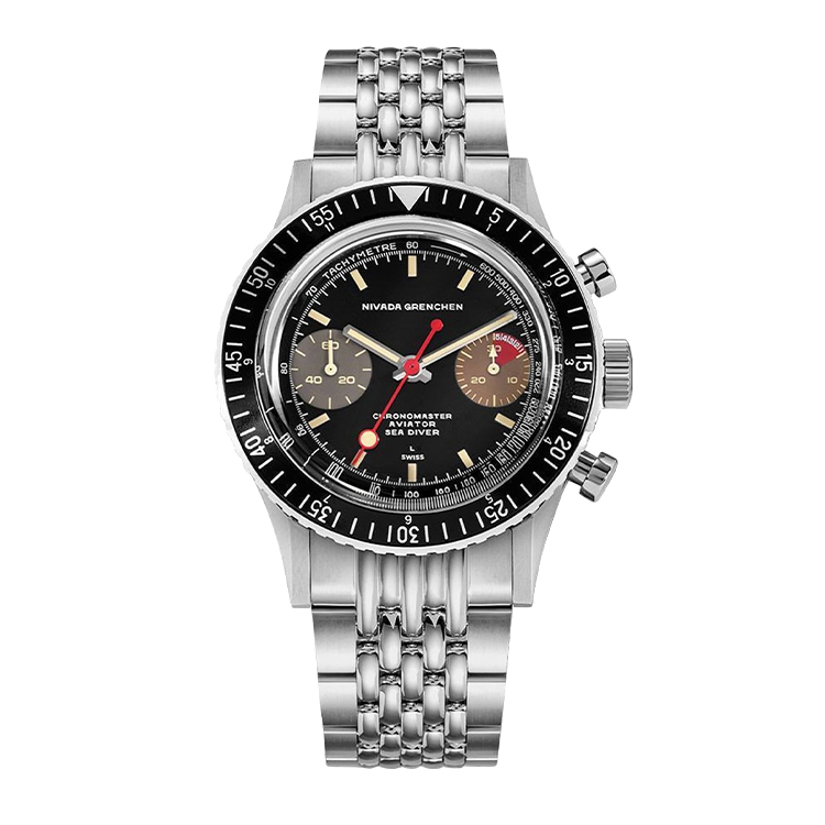 Nivada Grenchen Nivada Grenchen Lollipop Honey Inter.Bezel - Manual Black Dial Straps